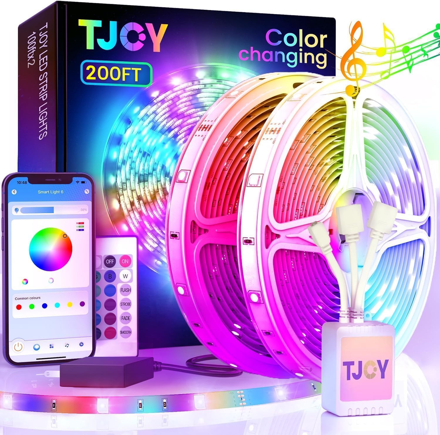 Amazon.com: TJOY 200ft Bluetooth LED Strip Lights, Long Strip